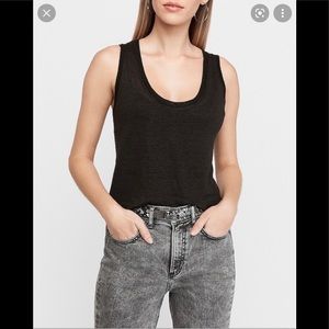 NWT Express Linen Scoop Neck Tank Black XS